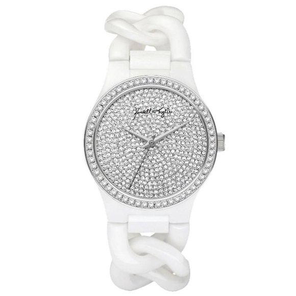 Kendall + Kylie Women's Trendy White Braid Chain Ceramic Band Watch - Picture 1 of 1